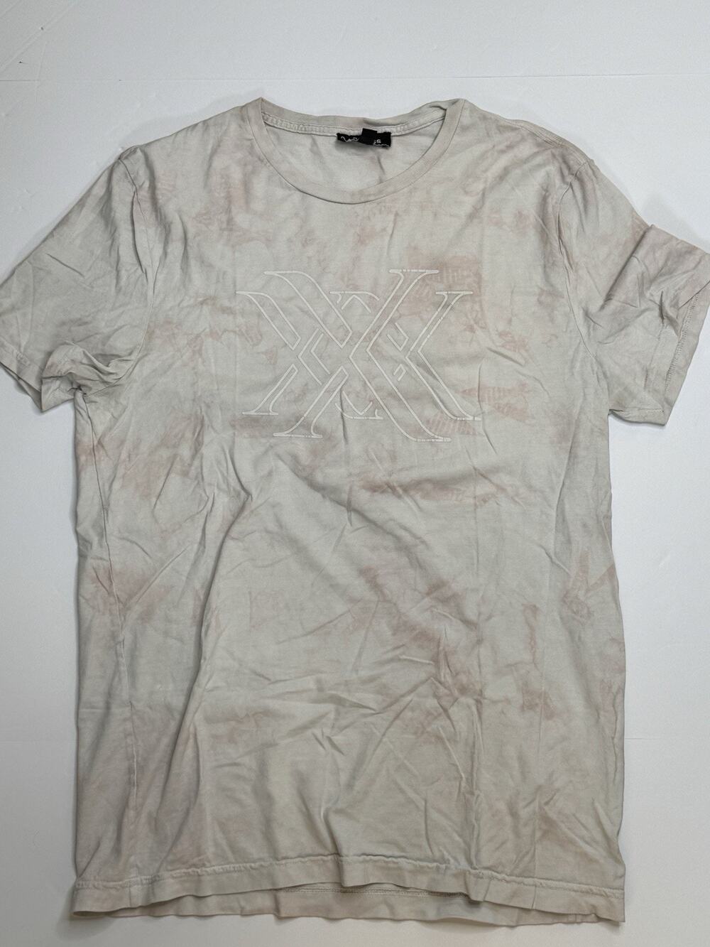 Express Mens M XX Logo Tie Dye T Shirt Beige Tan 100% Cotton Graphic Tee